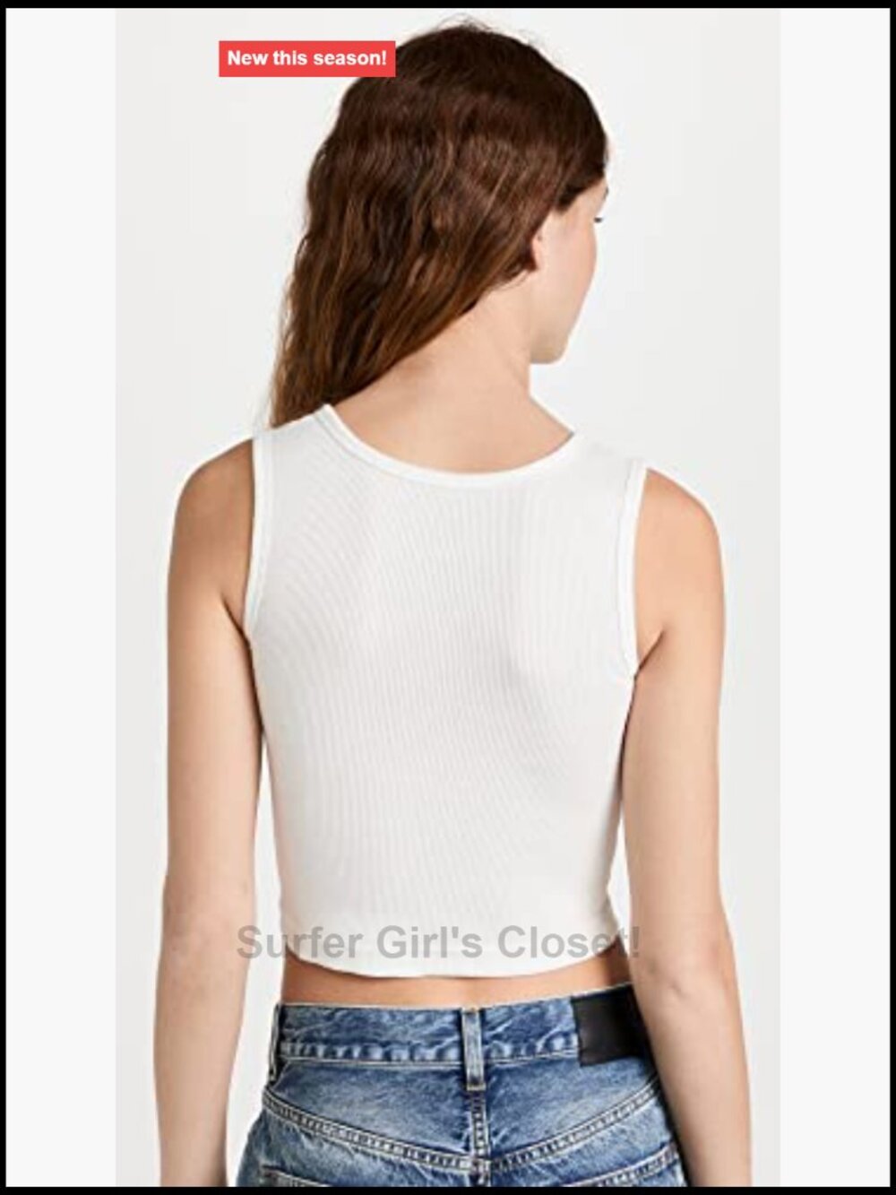 Distressed Cropped Ripped Tank Top, Ribbed Knit, Sleeveless, Scoop Neckline - Picture 3 of 6